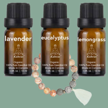 Kuhvai Set of 3 with Bracelet - Lavender, eucalyptus & Lemongrass