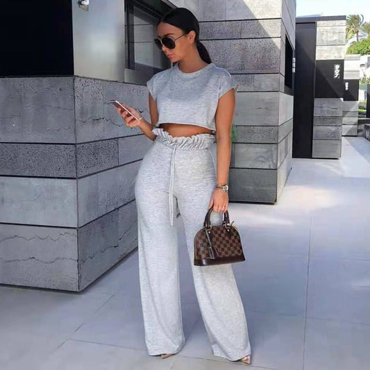 Casual Solid Color Two-Piece Set