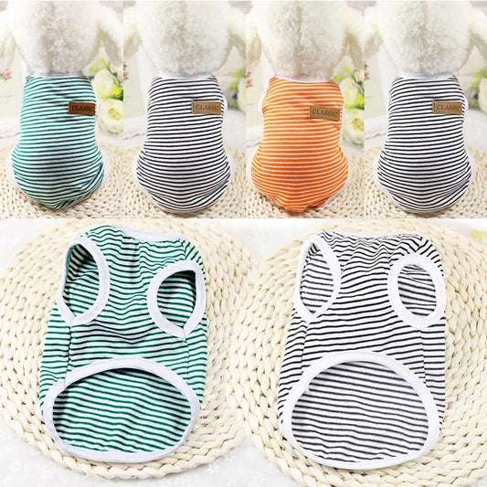Summer Pet Dog Clothes Cotton Striped Vest t shirt