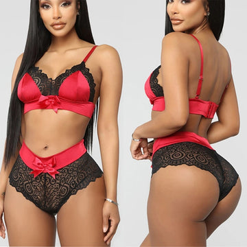 Two Pieces Set Lace Bra And Panty Sets Women Sexy Half Cup Bra Fashion